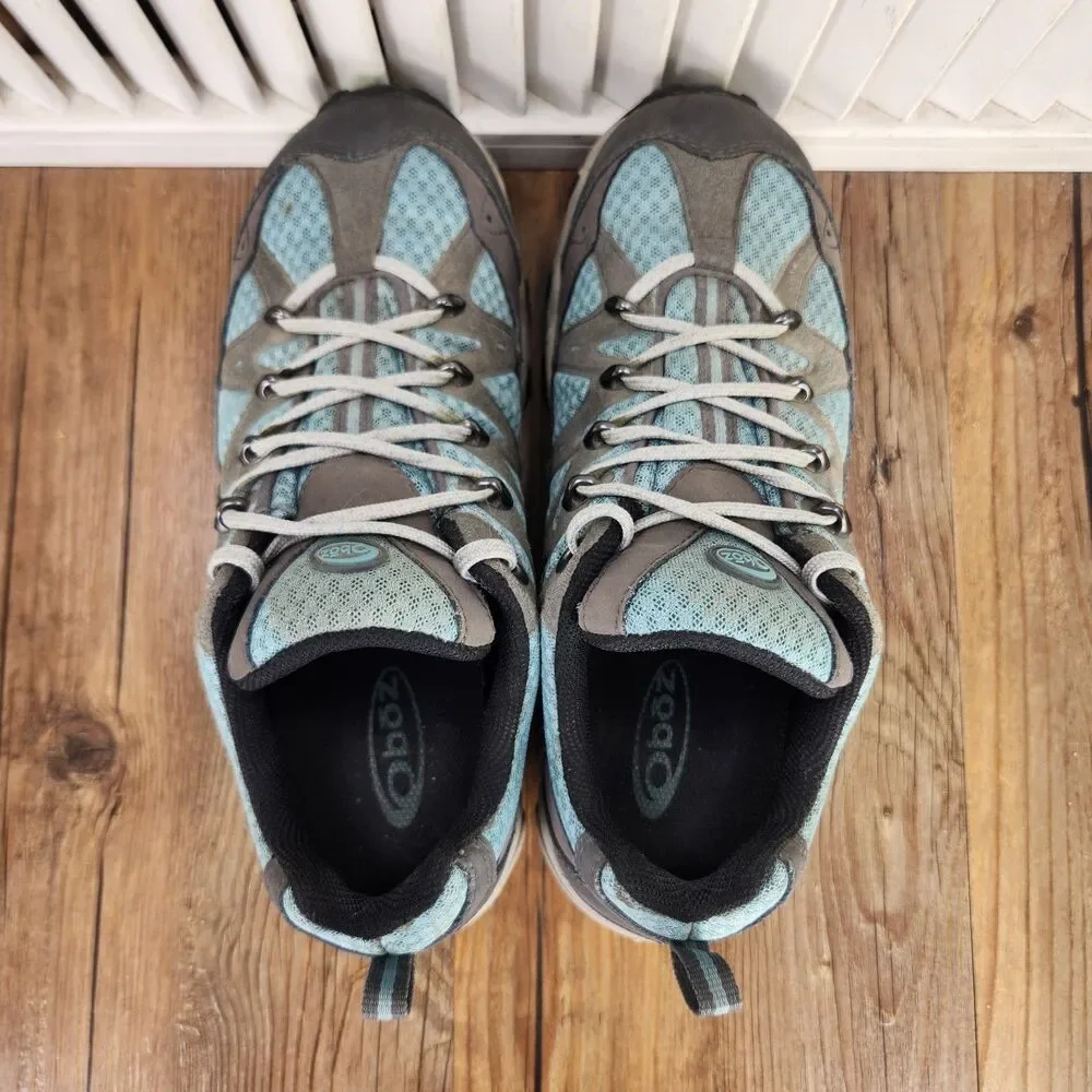 Oboz Luna Low Hiking Shoes Womens Sz 8.5 Blue Gray Outdoors Trail Trek Sneakers